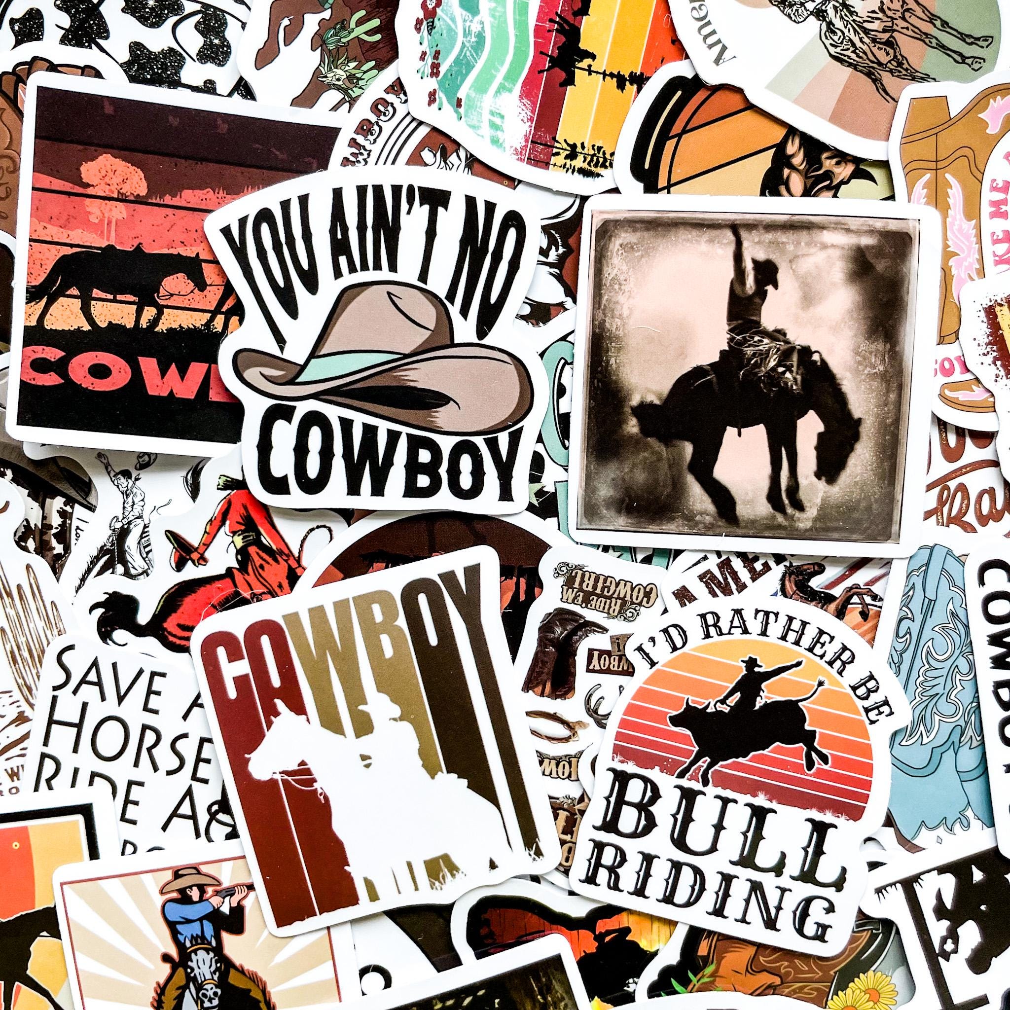 Pack of 50 Cowboy Western Stickers, Rodeo Rider Stickers, Rustic ...