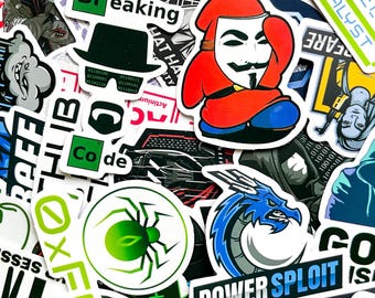 Pack of 50 Cybersecurity Stickers, Hacker Tech Stickers, Infosec Pentest Stickers, Cyber Terminal Stickers, Waterproof Sticker for Tech Fans
