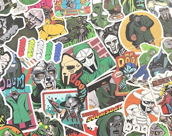 Pak met 50 MF-DOOM-stickers, hiphop-rapperstickers, old-schoolmuziekstickers, waterdichte stickers voor dagboek, laptop, bidon
