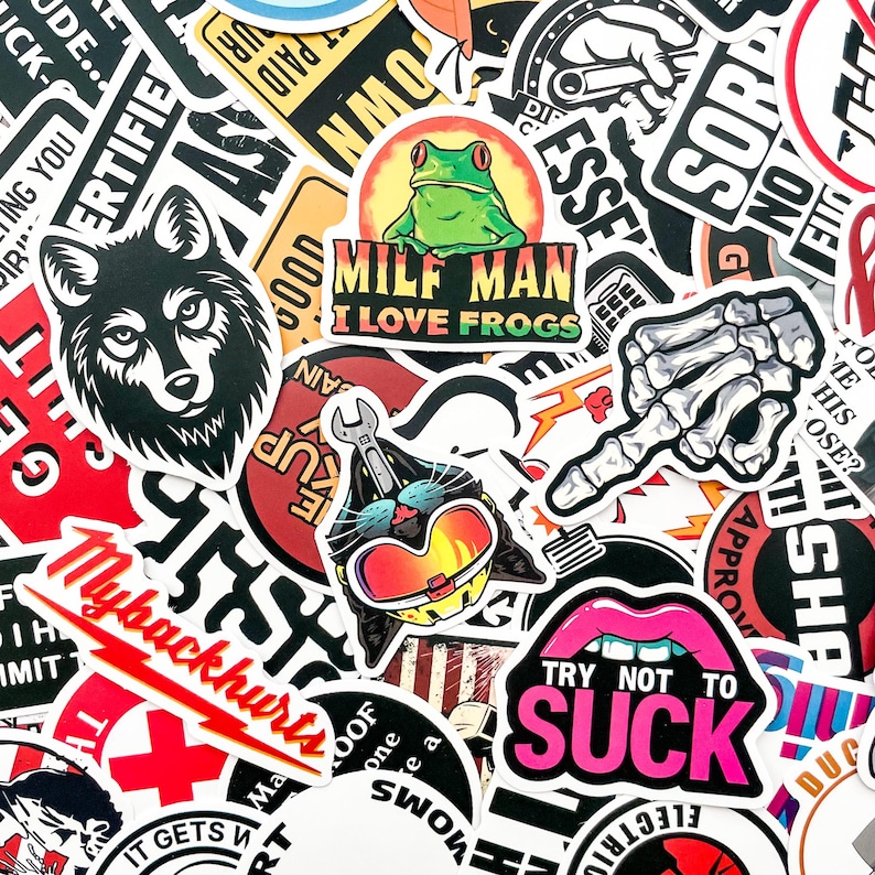 Pack of 50 Sarcastic Stickers, Funny Adult Humor Stickers, Bold ...