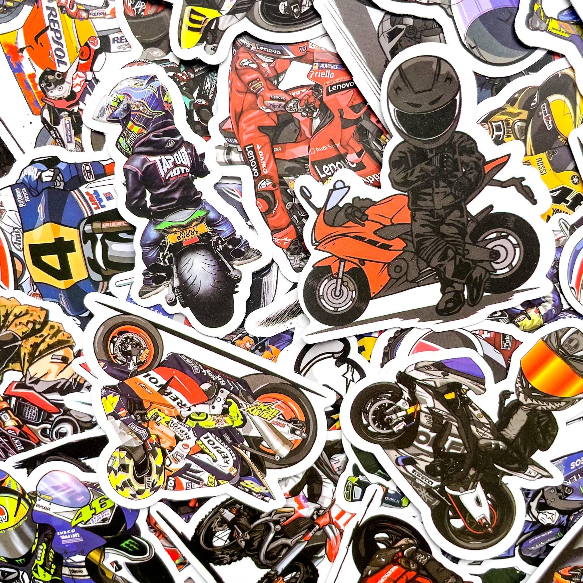 Pack of 50 Motogp Racing Stickers, Motorcycle Rider Stickers, Sportbike ...