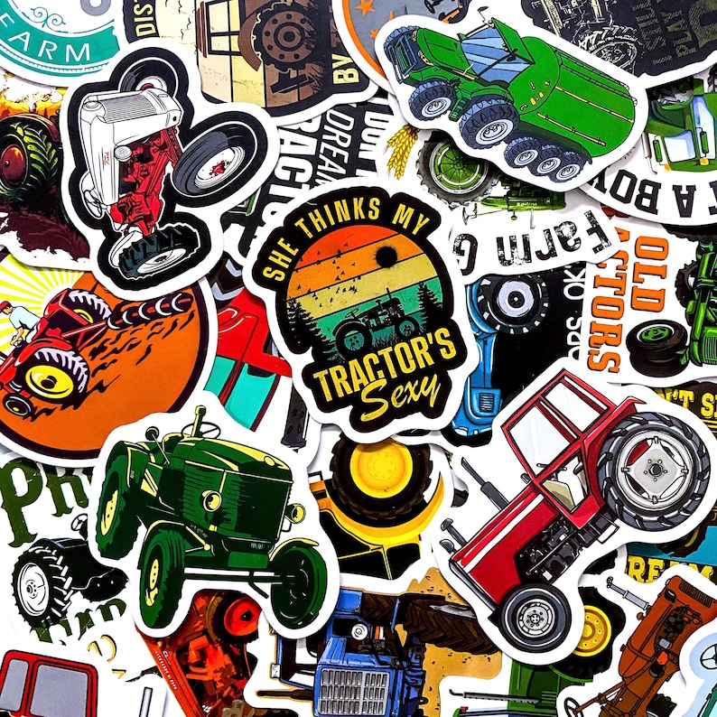 Model Tractor Stickers Pack of 50 Tractor Stickers, Farm Life Stickers, Agriculture Machine ...