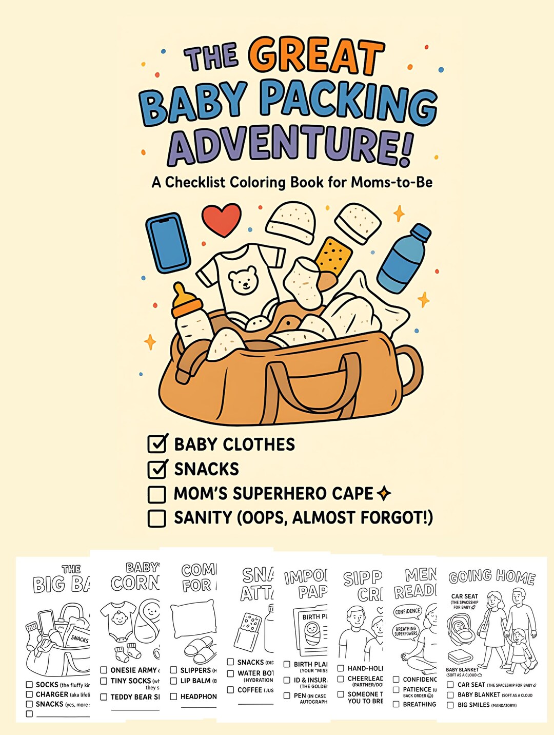 Baby Packing Checklist Coloring Book for Moms-to-be - Etsy