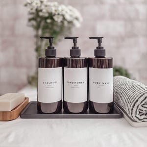 Collection #1 | Amber Plastic Bottle with waterproof Label for home & organisation | Refillable bottles