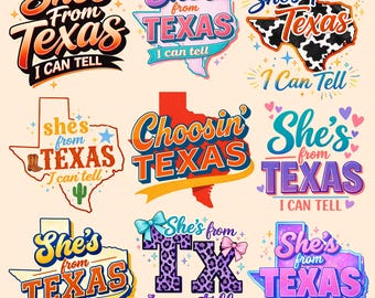 Sie kommt aus Texas, ich kann PNG-Bundle sagen, Texas-Mädchen PNG, Cowgirl-Texas-Shirt-Design, Western-Texas-Zustandsgrafik