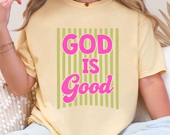 Gott ist gut Shirt, moderner christlicher Glaube T-Shirt, mutiges Typografie Kirchen Shirt, minimales religiöses grafisches T-Shirt