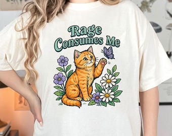 Wut verbraucht mich Shirt, süßes Katzen Meme T-Shirt, lustiges sarkastisches Kätzchen Shirt, gotische ästhetische Katzen-Grafik-T-Stück