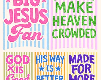 Glaube PNG Bundle, Gott ist gut PNG, großer Jesus Fan PNG, christliches Zitat Design, Preppy religiöser digitaler Download