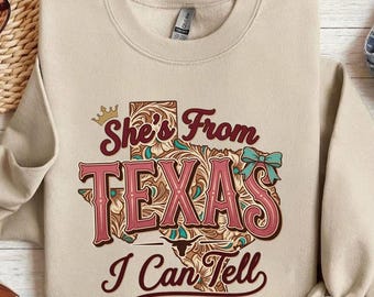 Sie kommt aus Texas PNG, Western Cowgirl PNG, Texas Girl Design, Retro Süd PNG, Bow Cowgirl Shirt Design Download