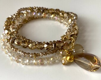 Gold Beaded Stretch Bracelet Set