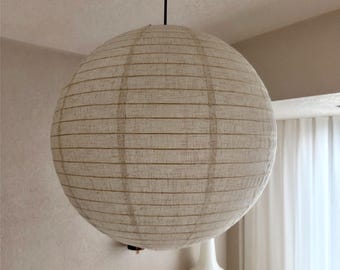 Pantalla de lámpara de lino estilo japonés – Pantalla de lámpara colgante minimalista escandinava, lámpara de techo Wabi Sabi (19''/50 cm)
