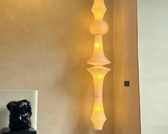 日本のあかりEをイメージしたペンダントランプスタイル – 背の高い紙提灯型ペンダントライト 87インチ、プラグイン式（5灯） - 柔らかな寝室照明