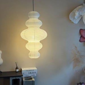 Akari Juni–inspired design-Five-Layer Cloud-Shaped Paper Lampshade – Handmade White Rice Paper Hanging Lamp