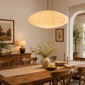 Japanese style Linen Oval Lampshade 60cm (23"), Fabric Pendant Light Shade, Natural Beige Lamp Shade, Minimalist Hanging Light,Ships in 24H