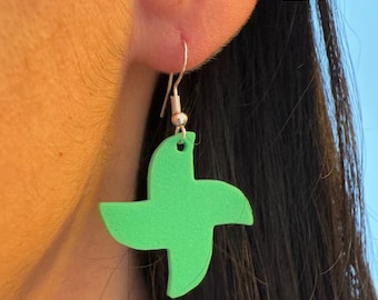 Thermomix-Inspired Green Pinwheel Earrings – 3D Printed Jewelry Silver S925