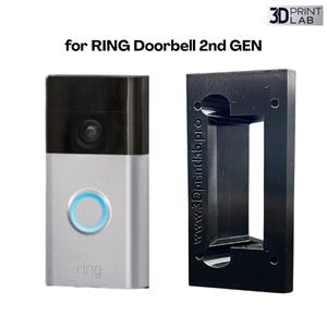 May include: A silver Ring Doorbell 2nd GEN with a black top and a blue illuminated button, next to a black 3D-printed mounting bracket. The text "for RING Doorbell 2nd GEN" is above the doorbell.