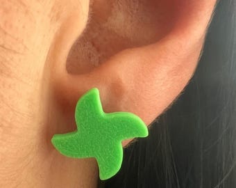 Green Pinwheel Thermomix-Inspired Earrings – 3D Printed, Lightweight Fan Gift