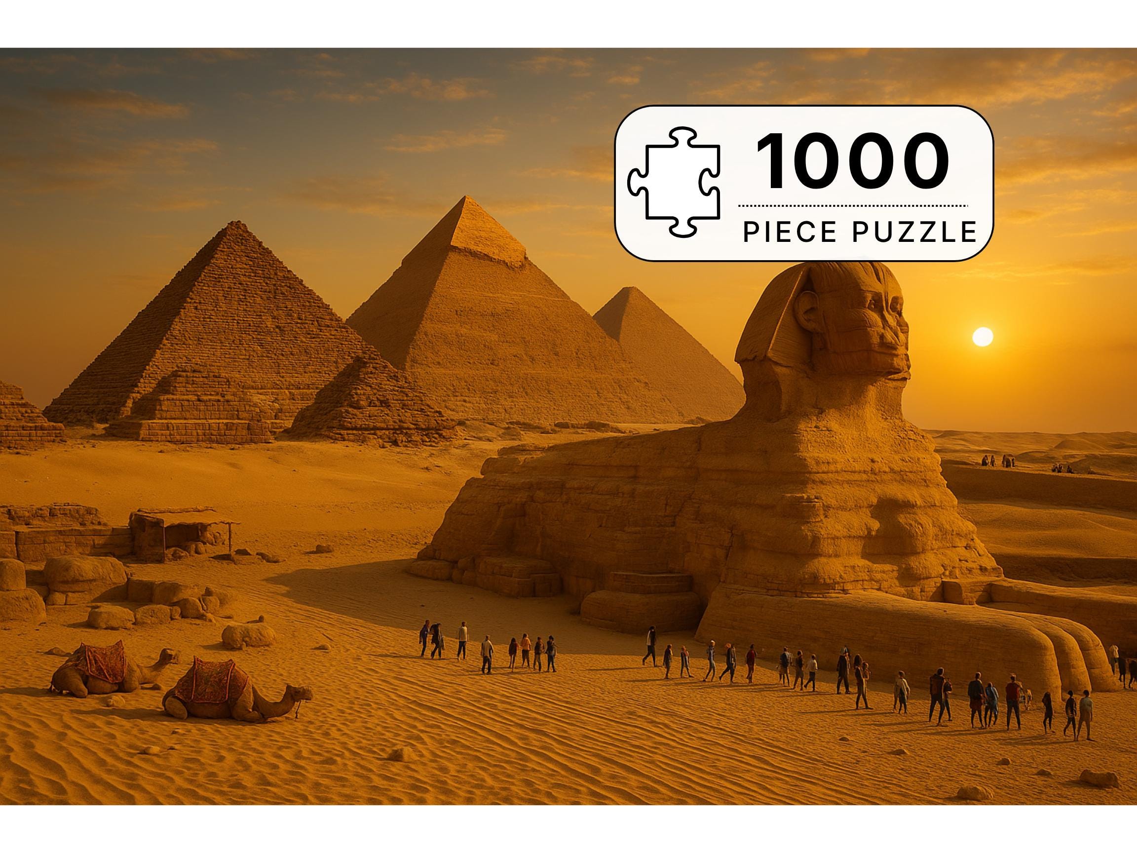 Pyramids Jigzone Pyramids of Giza Egypt Jigsaw Puzzle 1000 Piece | Sphinx & Sunset ...