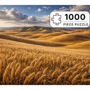 Palouse Wheat Fields Jigsaw Puzzle | Rolling Hills Farm Landscape | Gift for Adults