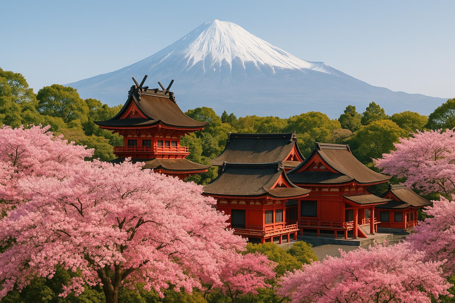 Mount Fuji Japan Jigsaw Puzzle | Cherry Blossom Temple Travel