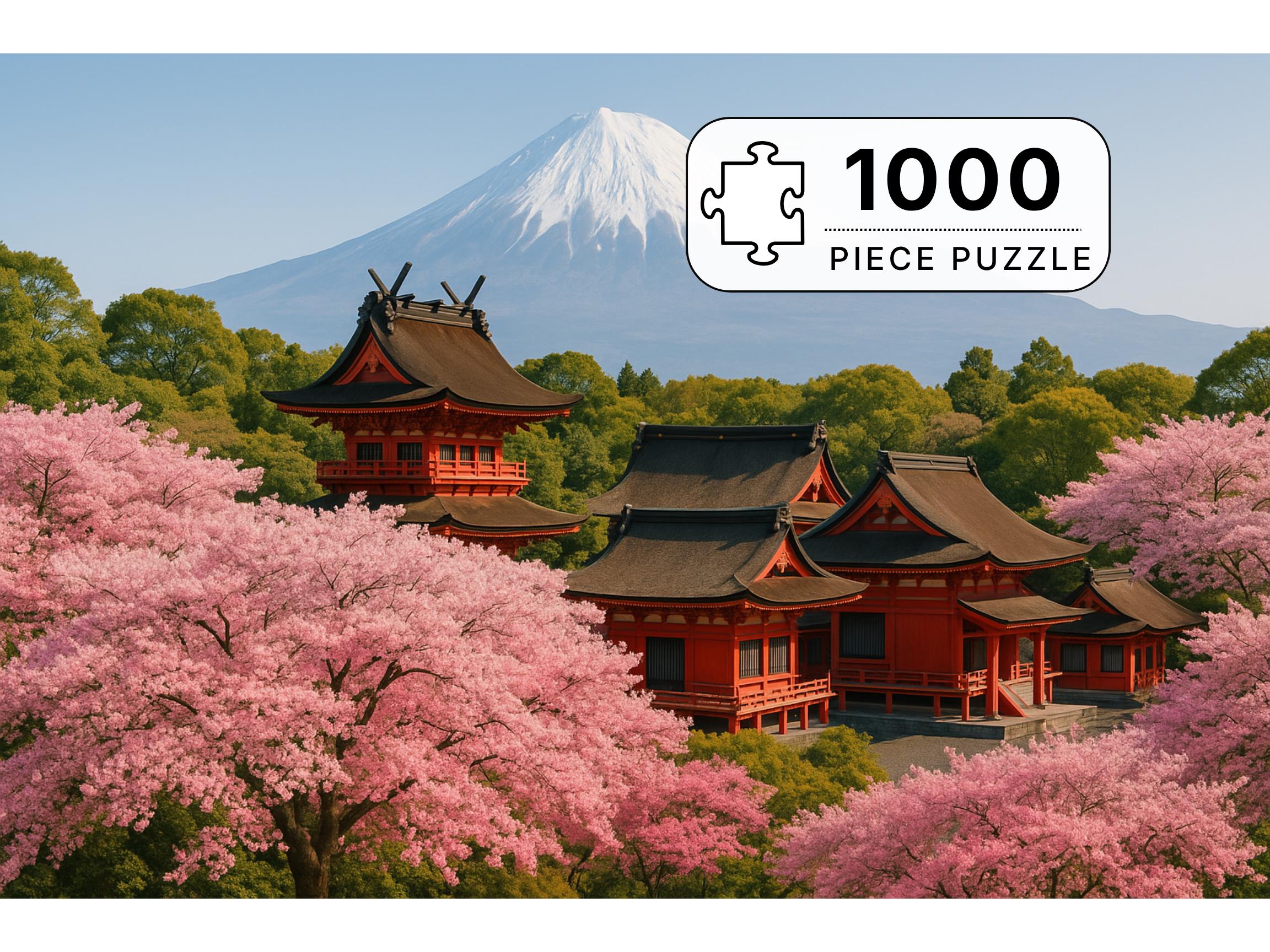 Mount Fuji Japan Jigsaw Puzzle | Cherry Blossom Temple Travel
