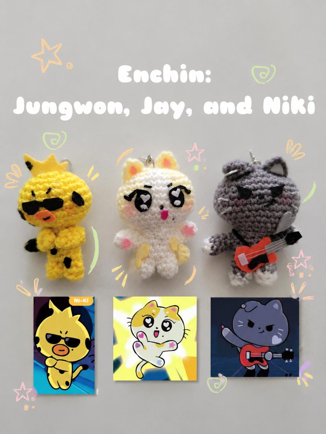 ENHYPEN Enchin Inspired Crochet Plush Keychain | Jungwon Jay Ni-ki
