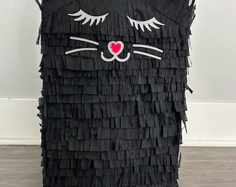 Handmade Black Cat Piñata – Emo Gothic Halloween Party Decor