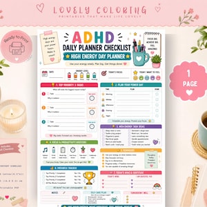 ADHD Daily Planner Bundle, ADHD Printable Planner, Executive Function Planner, Productivity Dashboard, Brain Dump Checklist