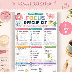 ADHD Emergency Toolkit Printable | Executive Dysfunction Help | Panic Reset Checklist | Brain Fog Recovery | Dopamine Menu |  PDF