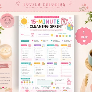 ADHD Cleaning Checklist Bundle Printable, Cleaning Planner, Declutter Checklist, Room by Room Cleaning, Cleaning Tracker PDF, ADHD Home