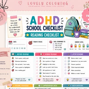 ADHD School Checklist Bundle, Student Planner Printable, Homework Tracker, Exam Prep Checklist, Study Session Tracker, ADHD Planner PDF