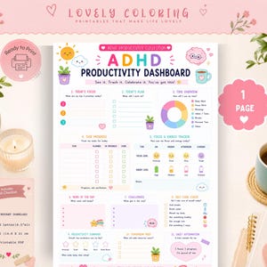 ADHS-Produktivitätspaket zum Ausdrucken, ADHS-Planer, Fokusplaner, Pomodoro-Tracker, Zeitblockplaner, PDF zur Exekutivfunktion