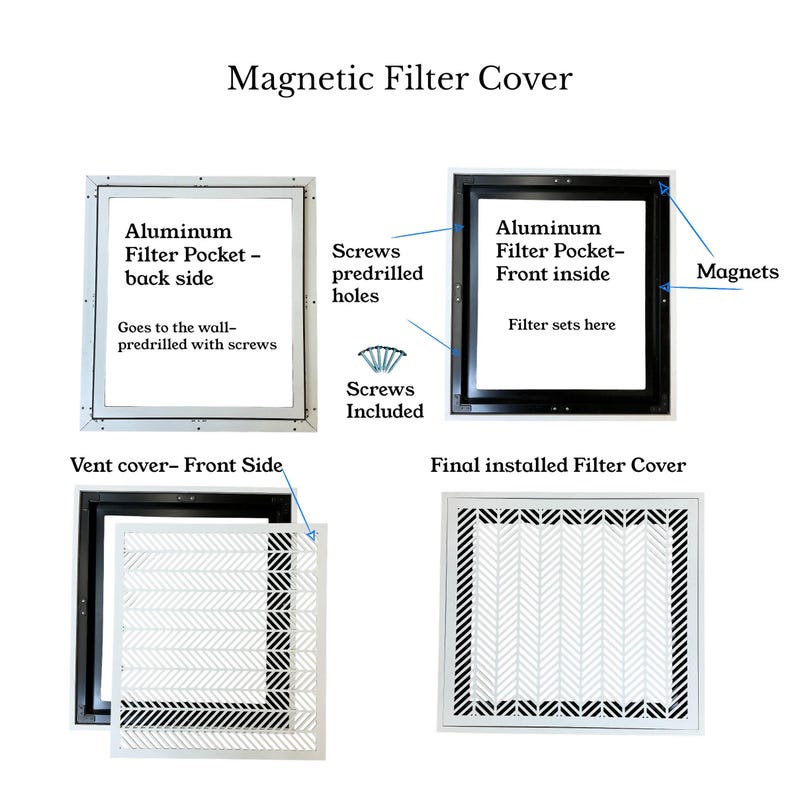 Air Filter Cover : Primed White , Magnetic Air Filter Cover, Decorative ...