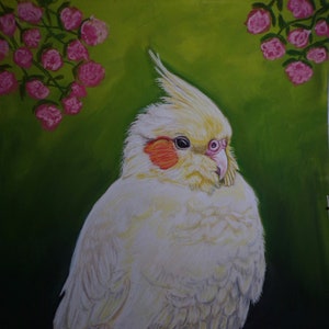 Lutino cockatiel Print of my original painting-cockatiel art -cockatiel- gift pet portrait