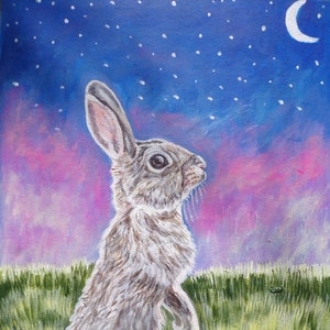 Rabbit painting, rabbit art, bunny art, wall decor , original painting-Hand painted art- handmade art