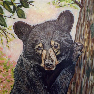 Black bear original painting -black bear gift-black bear wall decor-bear art