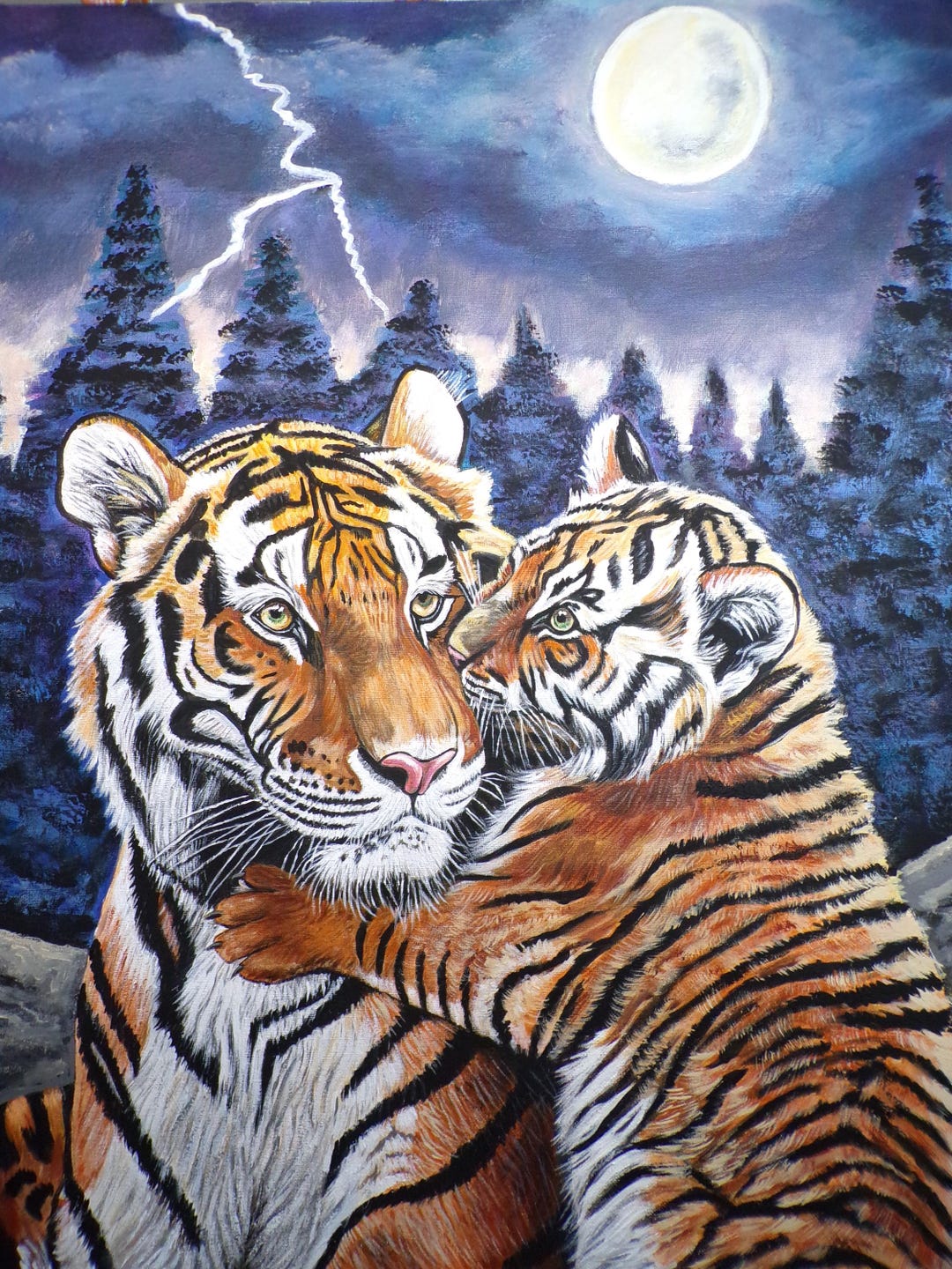 original-tiger-cub-acrylic-painting-handmade-wildlife-art-etsy