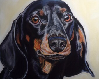 Dachshund dog ,original painting, dachshund gift, pet portrait-Hand painted art-handmade art