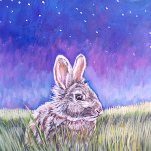 Rabbit art print, bunny art, rabbit fine art print, rabbit gift, whimsical rabbit