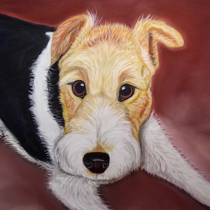 Fox Terrier Dog print of the original painting-wire haired fox terrier  dog portrait-dog breed gift-pet portrait