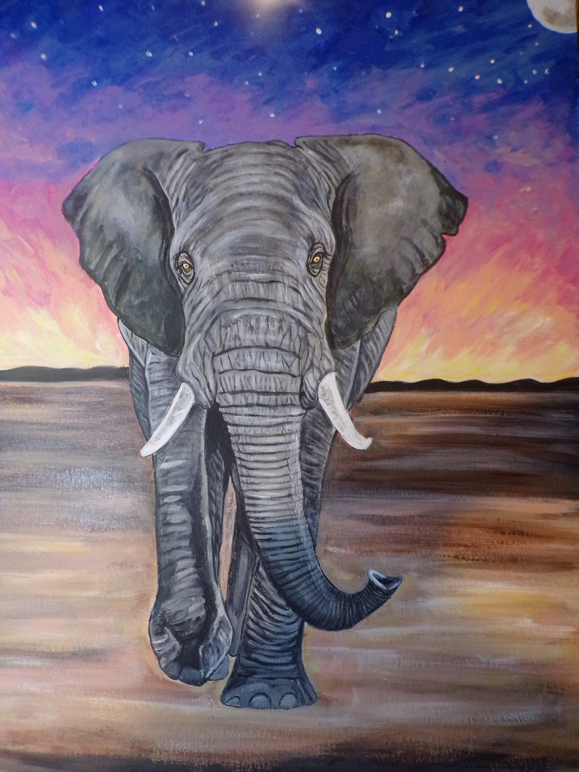 ｜象 ｜オリジナル ｜手描き｜油絵  絵画 ｜ELEPHANT YouTube - Camp】 Elephant 【Mesa Painting Elephant 絵を描く象 絵画