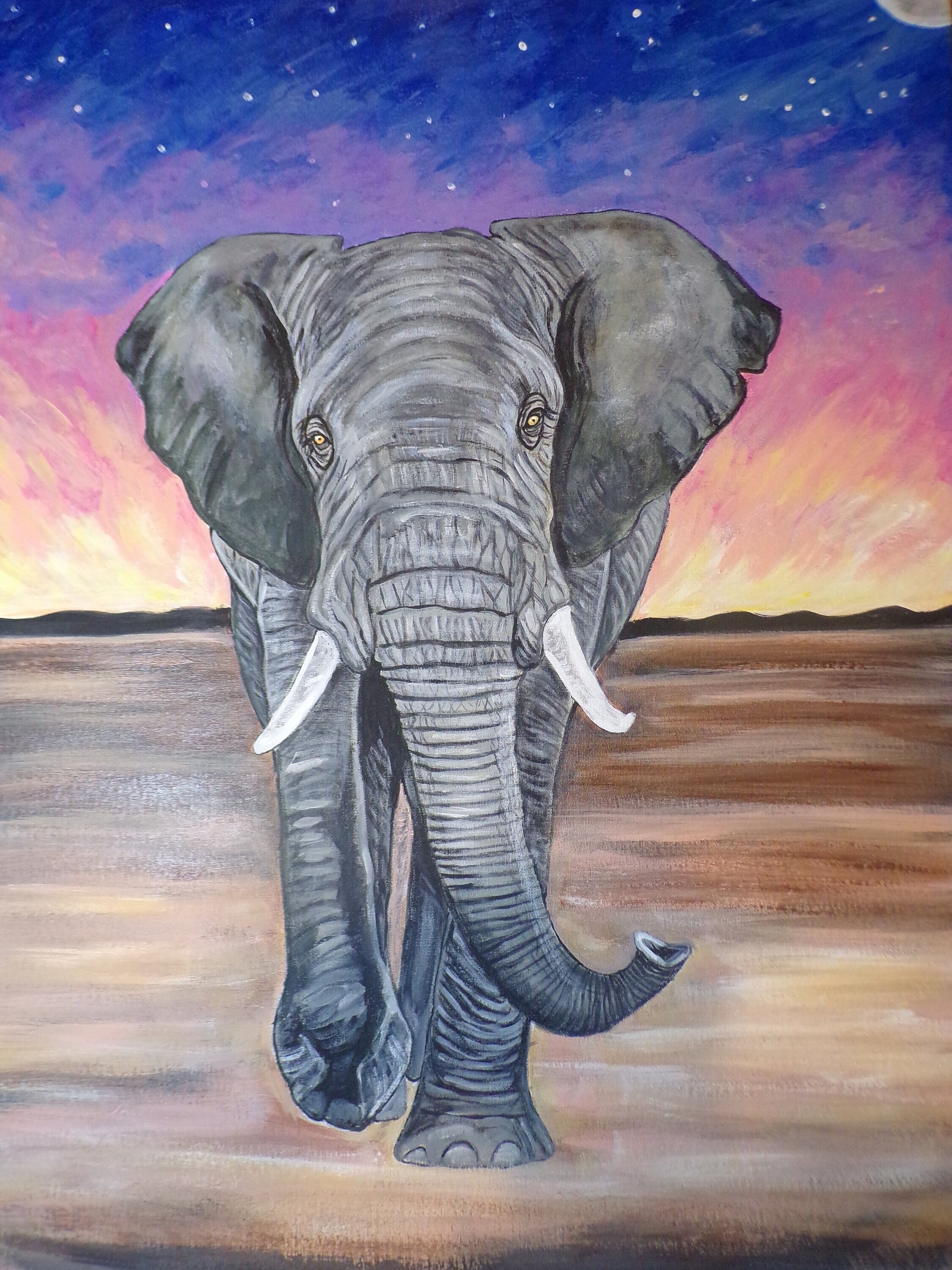 Original Elephant Acrylic Painting, Wildlife Art, 24x30 - Etsy