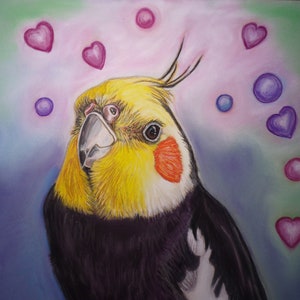 Cockatiel print, Cockatiel art, Cockatiel gift, print of the original painting, wall decor, pet portrait