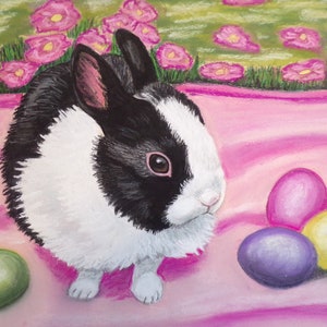 Bunny Rabbit original art wall decor painting- hand painted art- handmade art