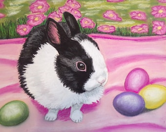 Bunny Rabbit Pastel Painting – Original Handmade Art (9x12)