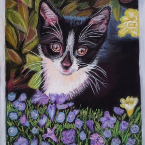 Cat , kitten original animal wall art painting- Hand painted art- handmade art