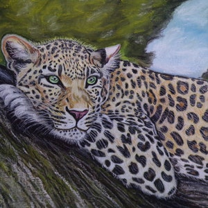 Leopard original painting- Hand painted art- handmade art