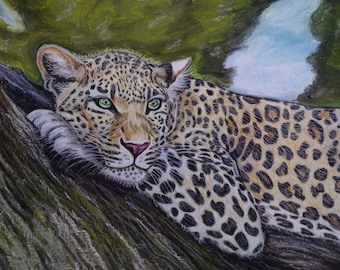 Leopard original painting- Hand painted art- handmade art