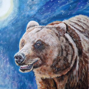 Cosmic Bear- original bear painting-Grizzly bear art -handpainted art -Handmade art