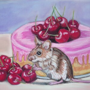 Mouse and dessert original animal wall art  painting